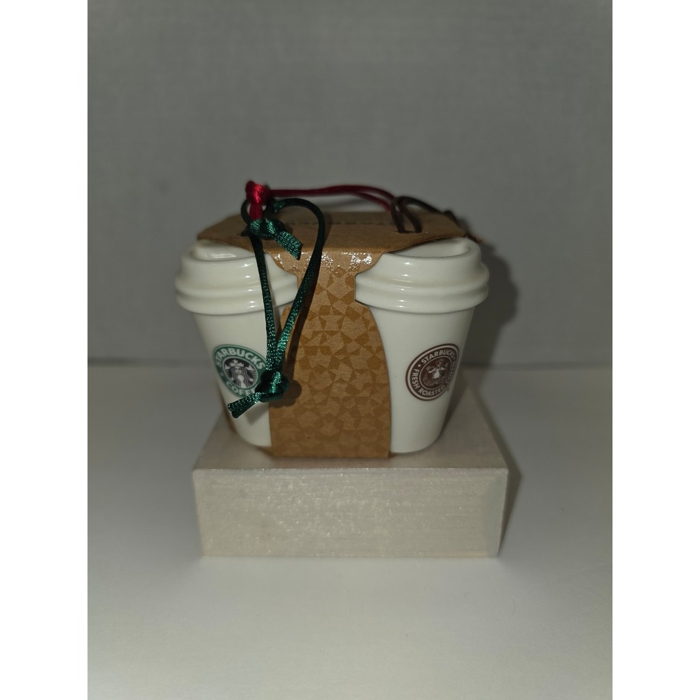 Starbucks 2011 Holiday porcelain‎ ornament set of four mini coffee cups new